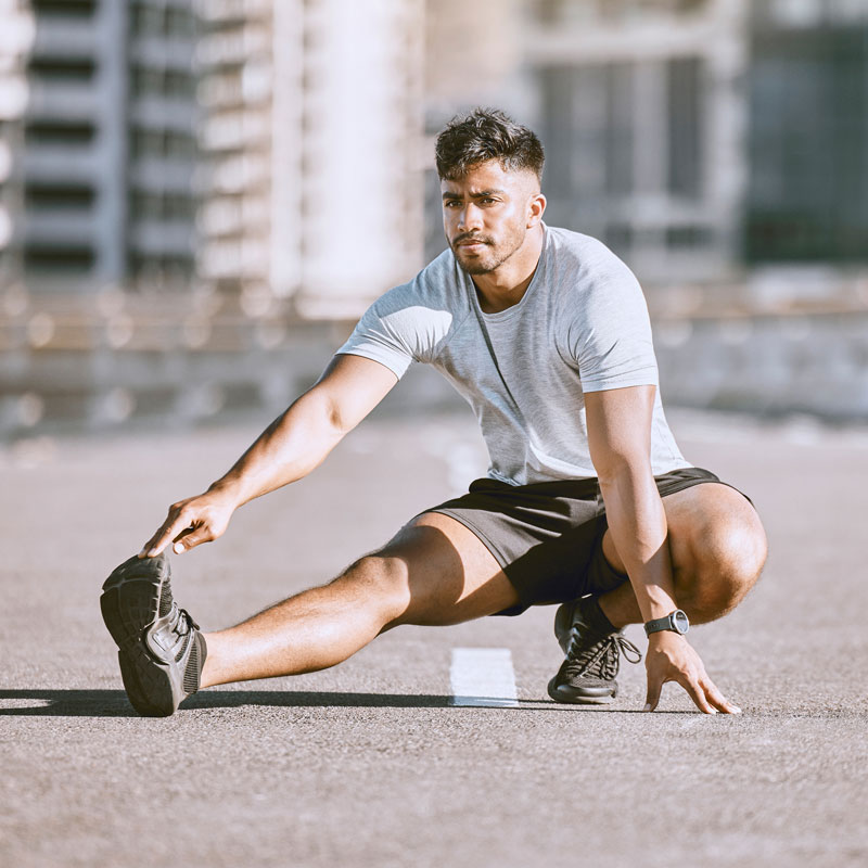 young man stretching